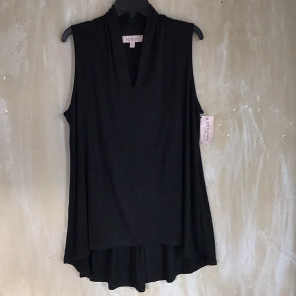 Philosophy Tops - Philosophy 1X Black swing tank cut and sewn knit